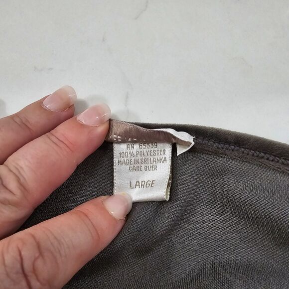 Dark Minimalist Moody Chic Velvet Charcoal Gray Midi Shift Dress Sz Lg Lace Trim - Picture 6 of 8